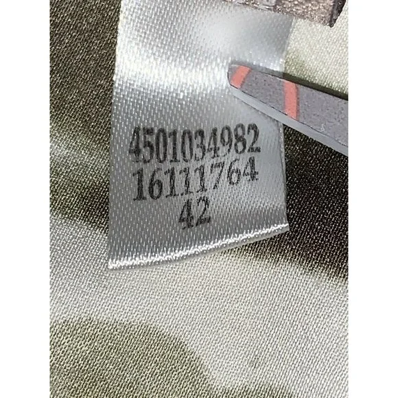 CHICO'S Sz 0 (SMALL) Palm Print Roll Tab Short Sleeve Safari Blouse Pockets VGUC - Picture 9 of 10